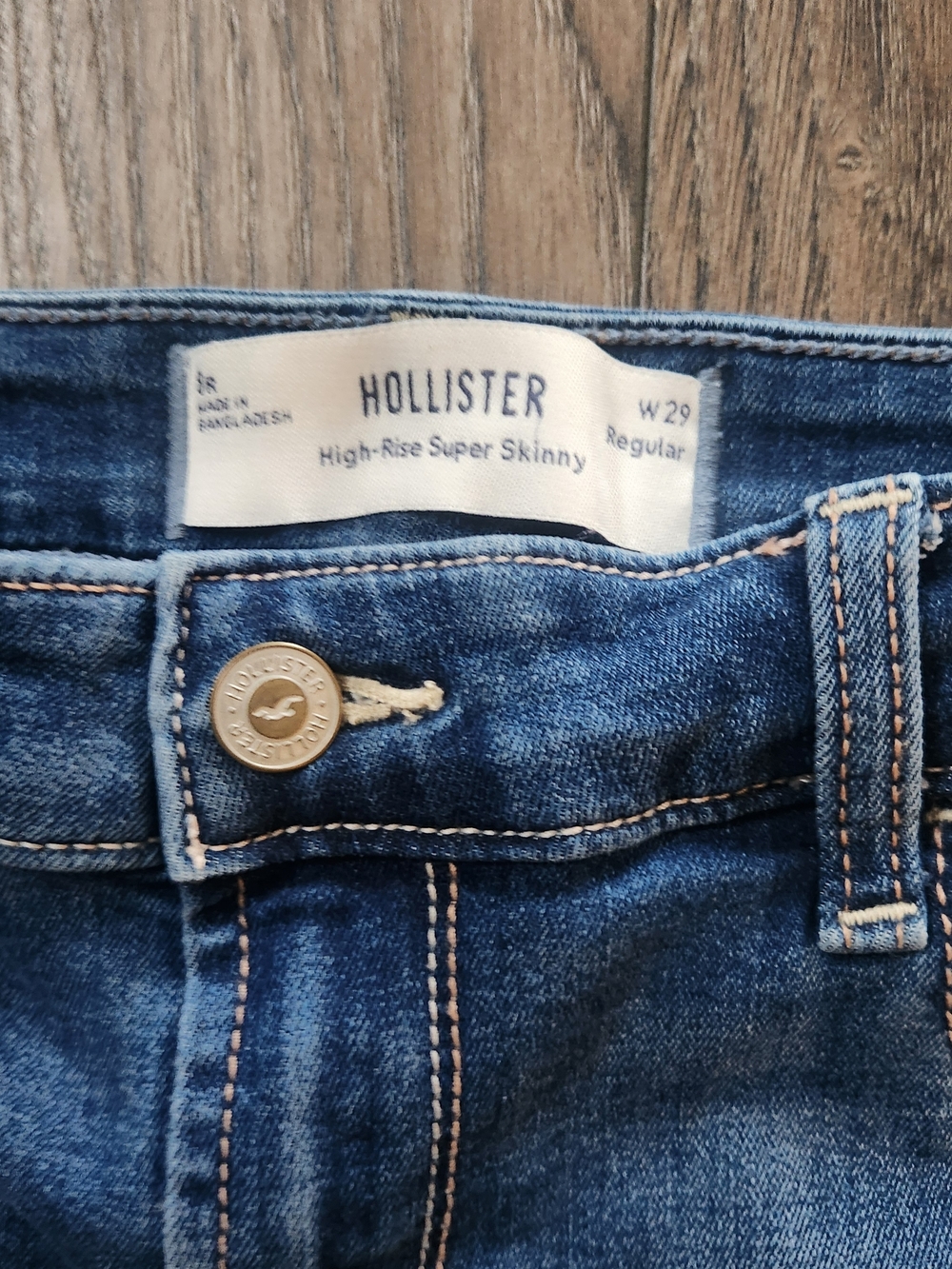 Hollister High-Rise Super Skinny W29 8R Ripped Dark Blue Jeans - Picture 3 of 6